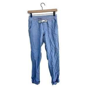 Athleta Linen Joggers, Elastic Waist,‎ Cuffed Hem, Gray, Sz 0